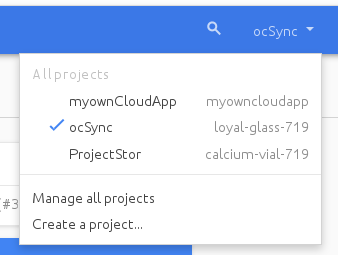 Google Drive app "create project" screen