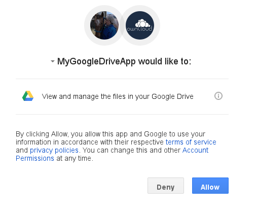 Google Drive consent page.