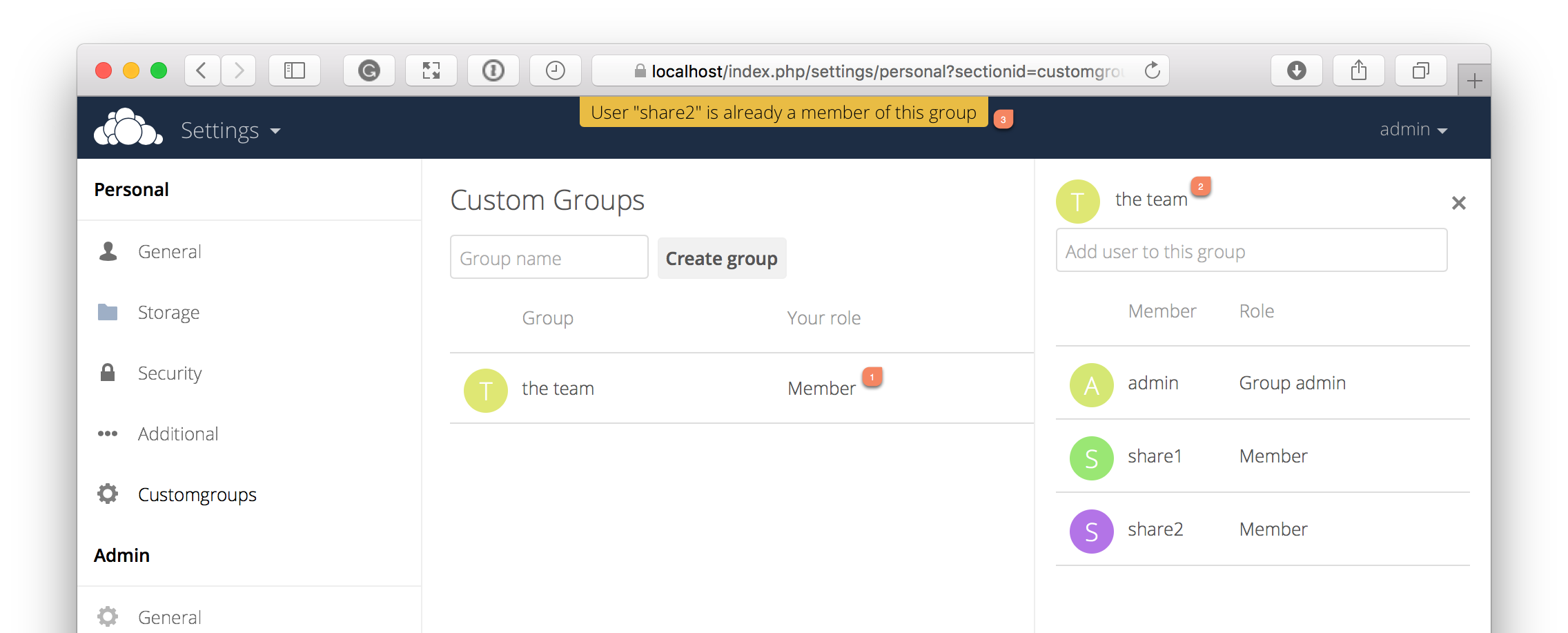 Manage members in a custom group