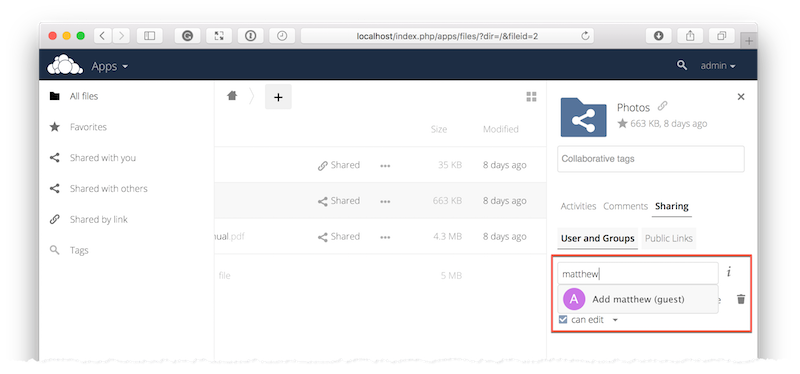 Sharing with guest users.